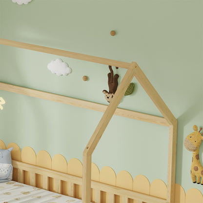 Kids' Bed With Drawers Phyllis Hm724.01 Pine Wood In Natural 196x97x161hcm.