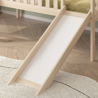 Bed With Slide Phyllis Hm21310 Pine Wood In Natural--with Mattress 90x190cm