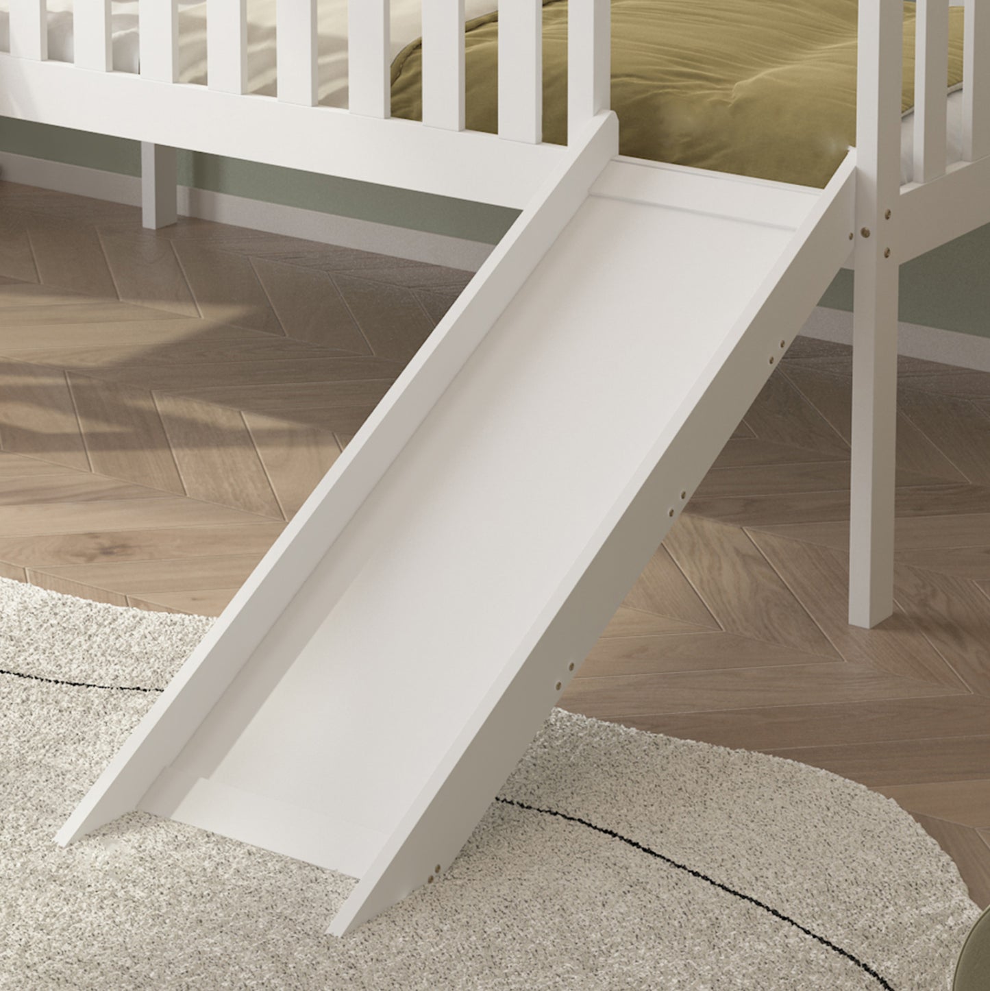 Bed With Slide Phyllis Hm21310.01 Pine Wood In White--with Mattress 90x190cm