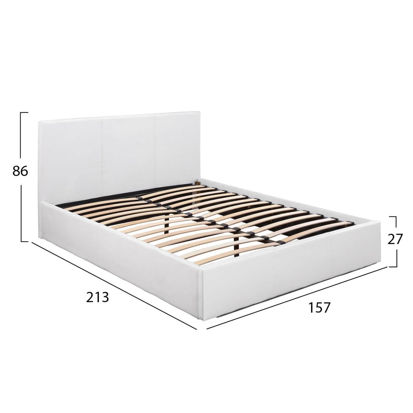 Hm554.01 Bed Bobbi, Pu White, Storage Space, 150x200cm