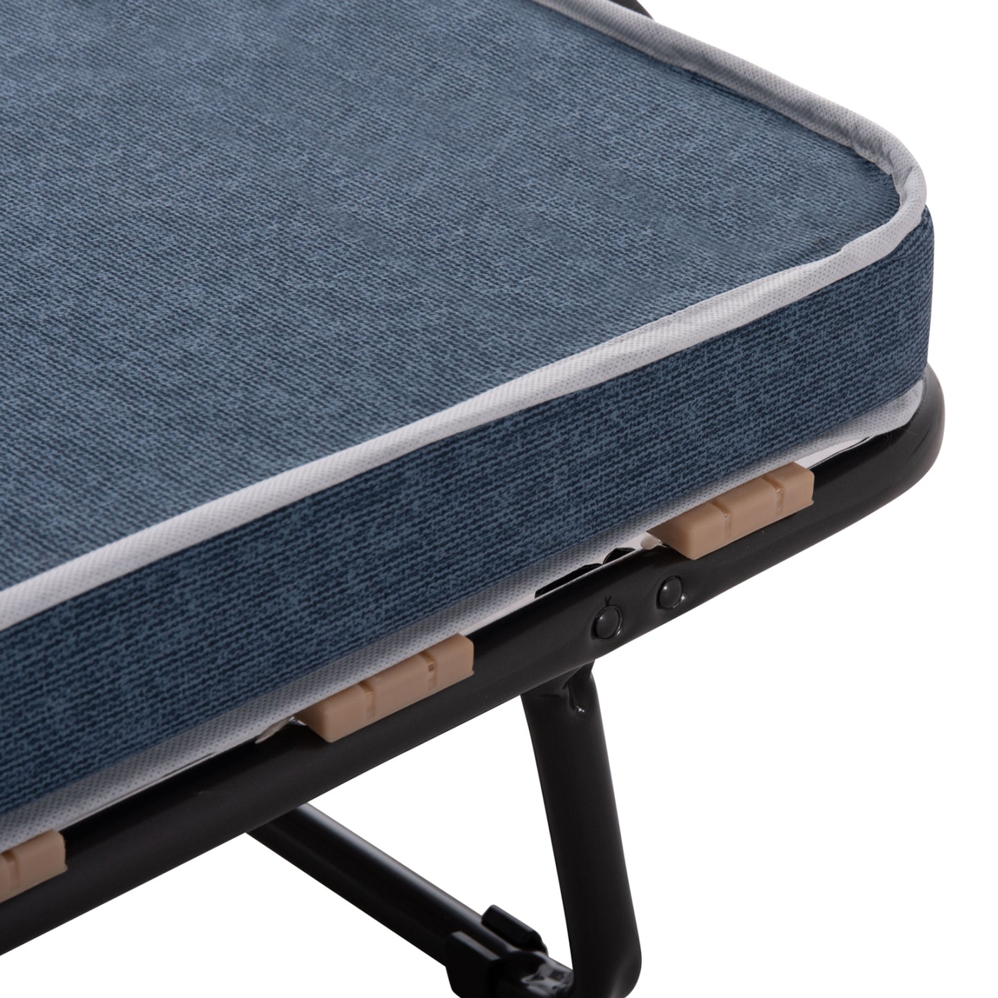 Foldable Bed Slade Hm604.03 Metal With Wheels & Mattress 6.5cm Blue Jeans Look 80x183x37.5hcm.