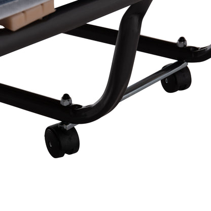 Foldable Bed Slade Hm604.03 Metal With Wheels & Mattress 6.5cm Blue Jeans Look 80x183x37.5hcm.