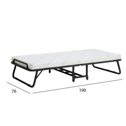 Portable Folding Bed With Mattress Netti Hm691.01 Metal In Matte Black 190x76x30hcm.