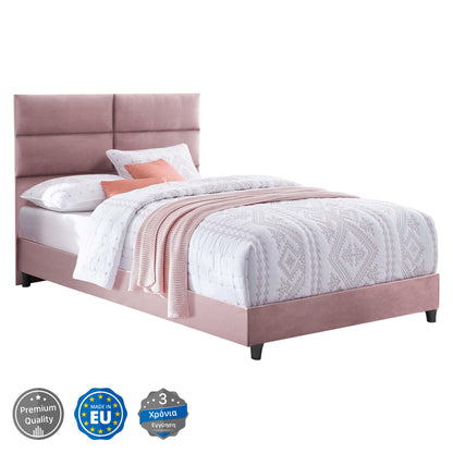 Hm646.12 Bed Milo, Dusty Pink Velvet, 120x200