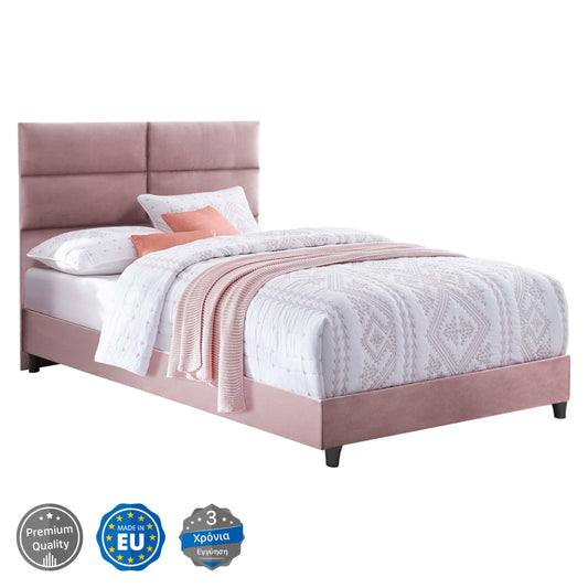 Hm646.12 Bed Milo, Dusty Pink Velvet, 120x200