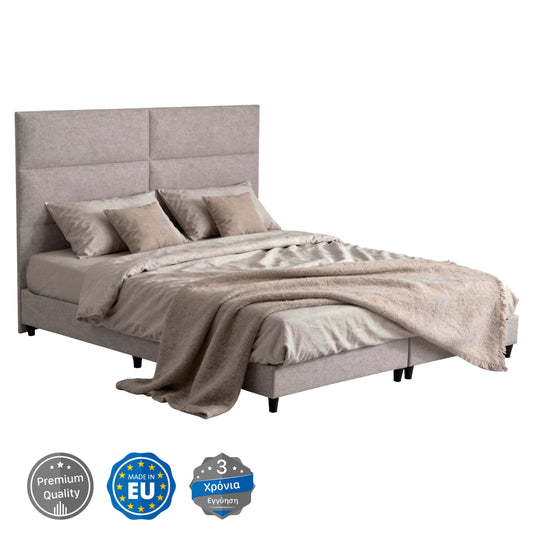 Bed King-size Milo Made Of Beige Fabric Hm628.32 For Mattress 180x200cm.
