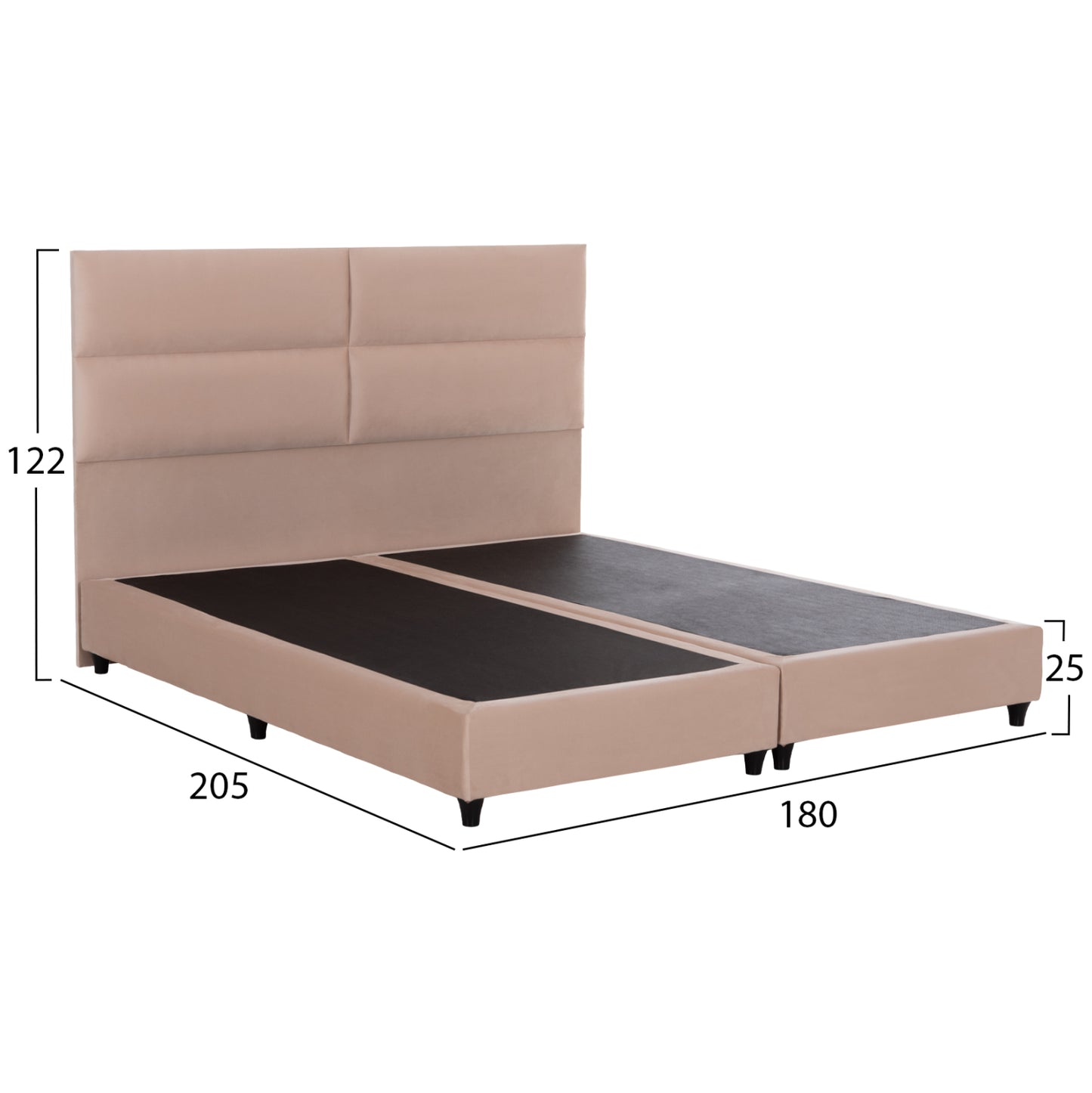 Bed King-size Made Of Sand Beige Fabric Milo Hm628.22 For Mattress 180x200cm.