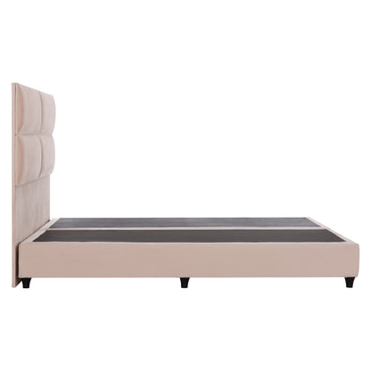 Bed King-size Made Of Sand Beige Fabric Milo Hm628.22 For Mattress 180x200cm.