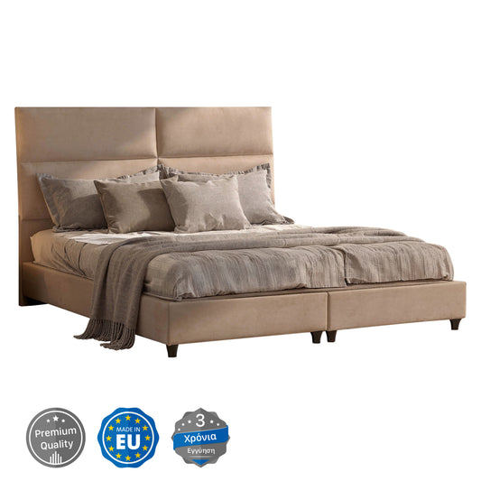 Bed King-size Made Of Sand Beige Fabric Milo Hm628.22 For Mattress 180x200cm.