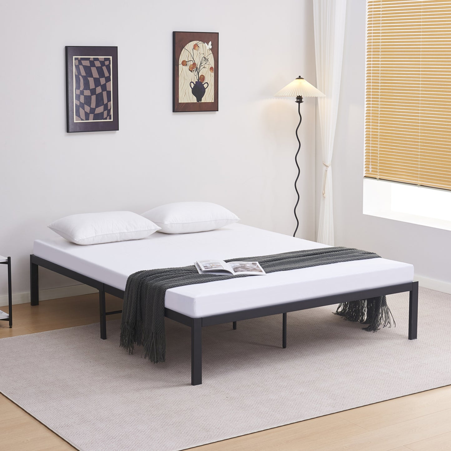 Substrate Bed Double Ranto Hm696.01 Metal In Black For Mattress 200x160cm.