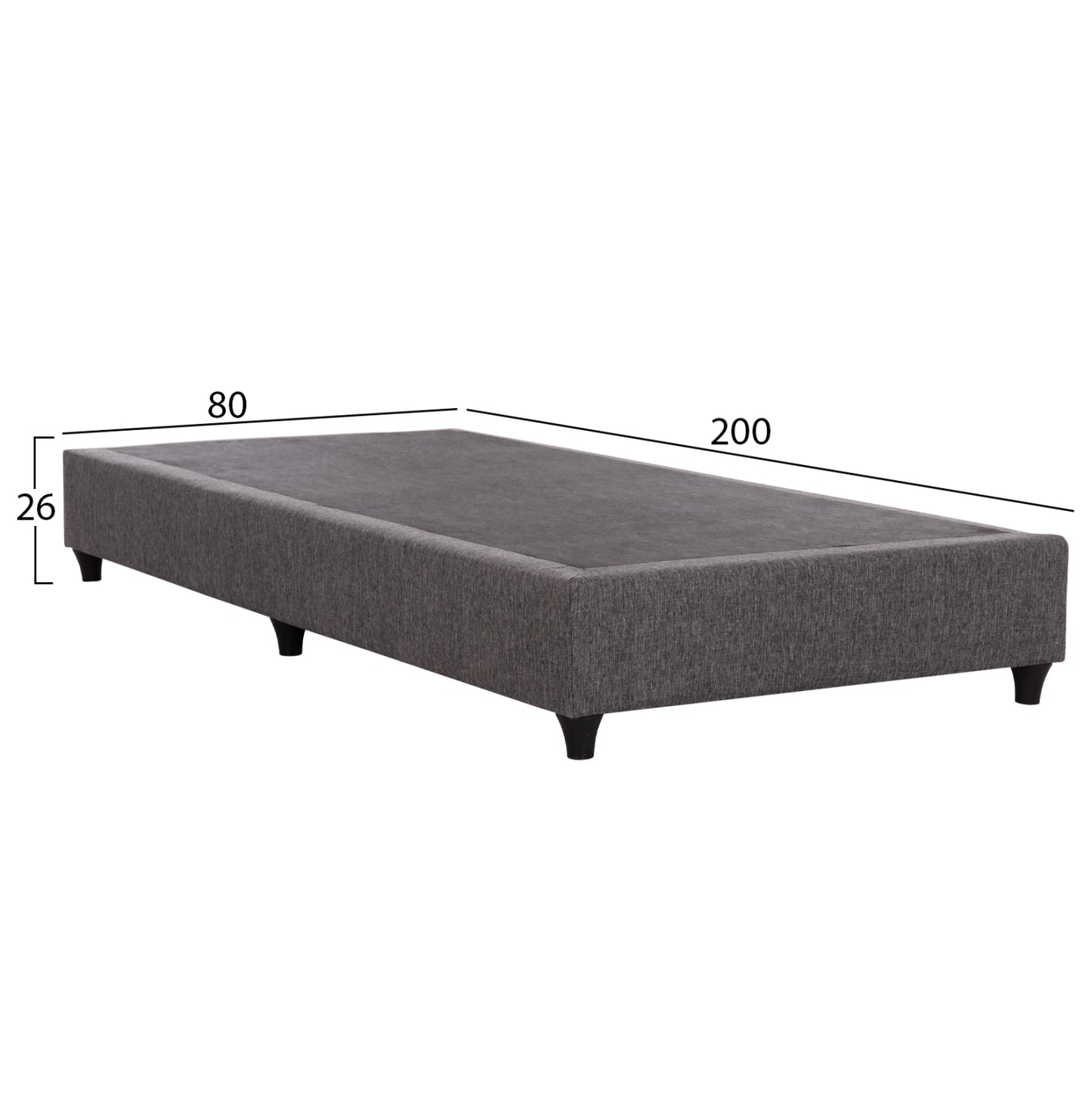Substrate Bed Siggy Hm721.10 No Storage Space--grey Fabric--for Mattress 80x200cm.