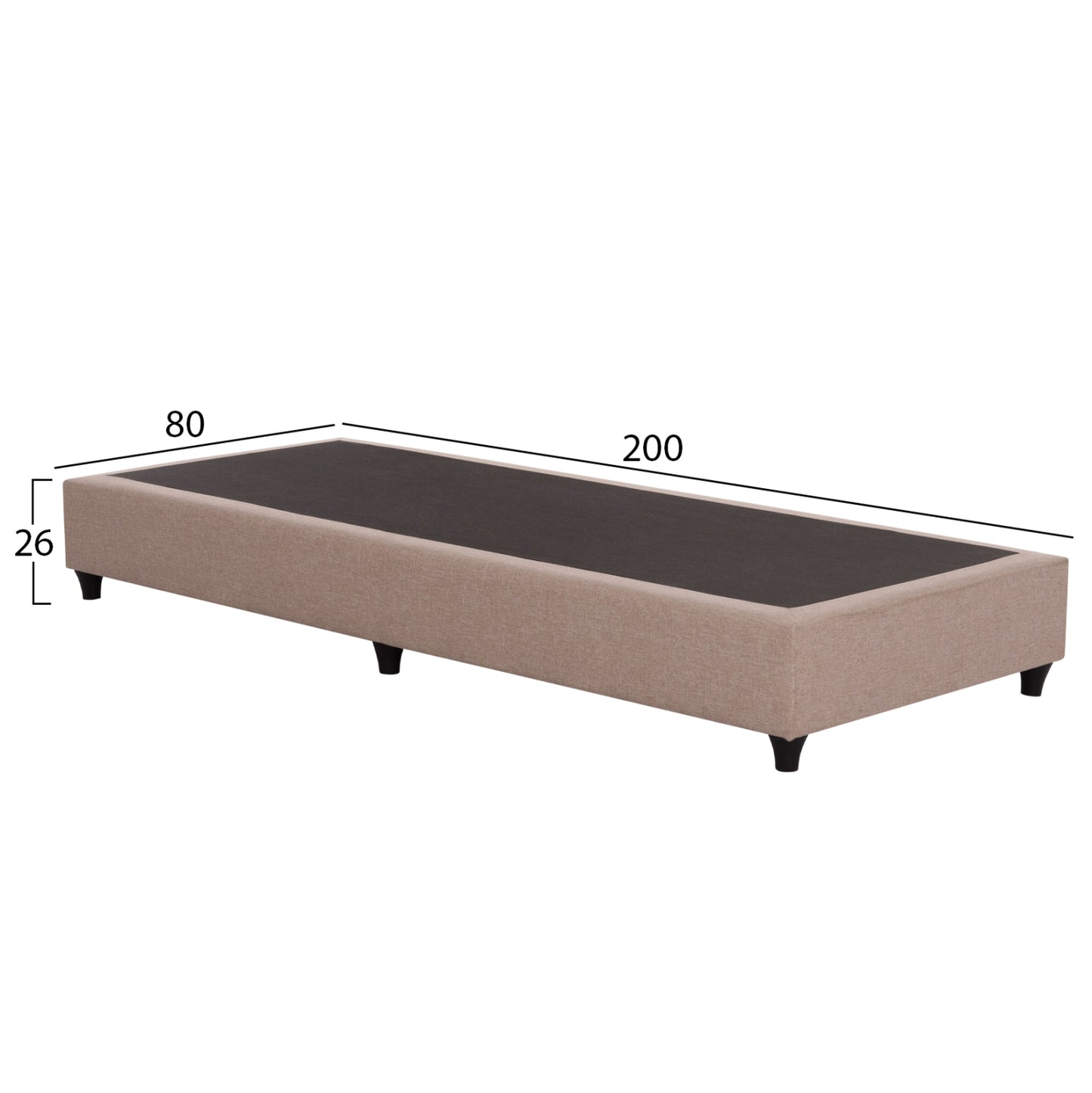 Substrate Bed Siggy Hm721.30 No Storage Space--beige Fabric--for Mattress 80x200cm.
