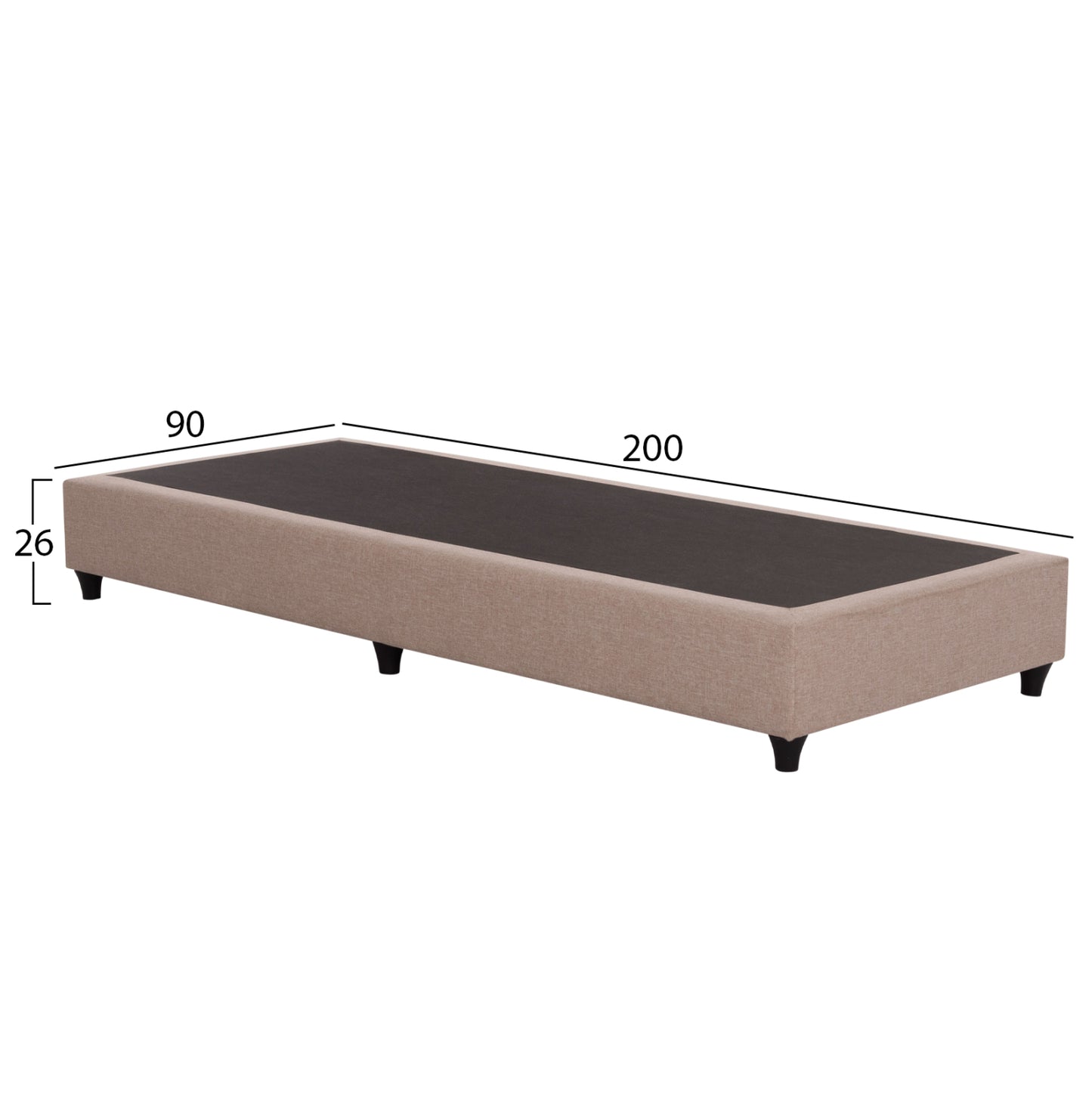 Substrate Bed Siggy Hm722.30 No Storage Space--beige Fabric--for Mattress 90x200cm.