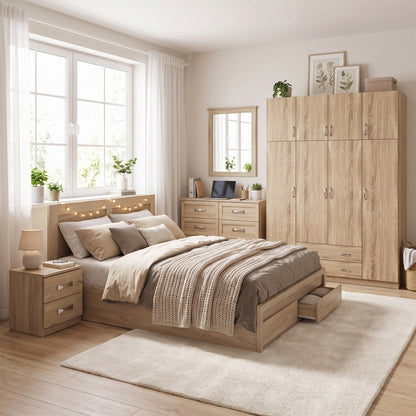 Set Bedroom 7 Pieces Bed For Mattress 150x200-nightstand Table-toilet Sonama Hm11099.02