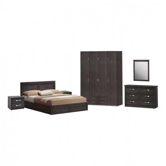 Set Bedroom 7 Pieces Bed For Mattress 150x200-nightstand Table-wardrobe-toilet Zebrano Hm11099.01
