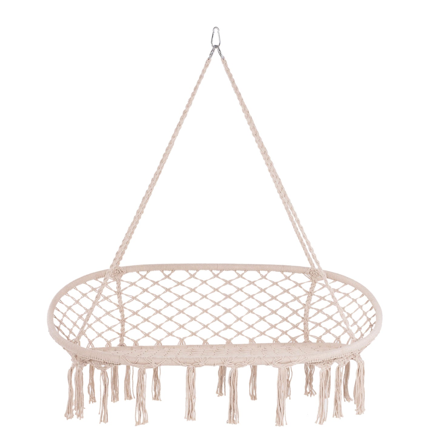 Hanging Nest Hm5769 2-seater Macrame Rope In Beige Color 130x67x120-140hcm.