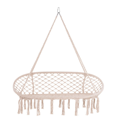 Hanging Nest Hm5769 2-seater Macrame Rope In Beige Color 130x67x120-140hcm.