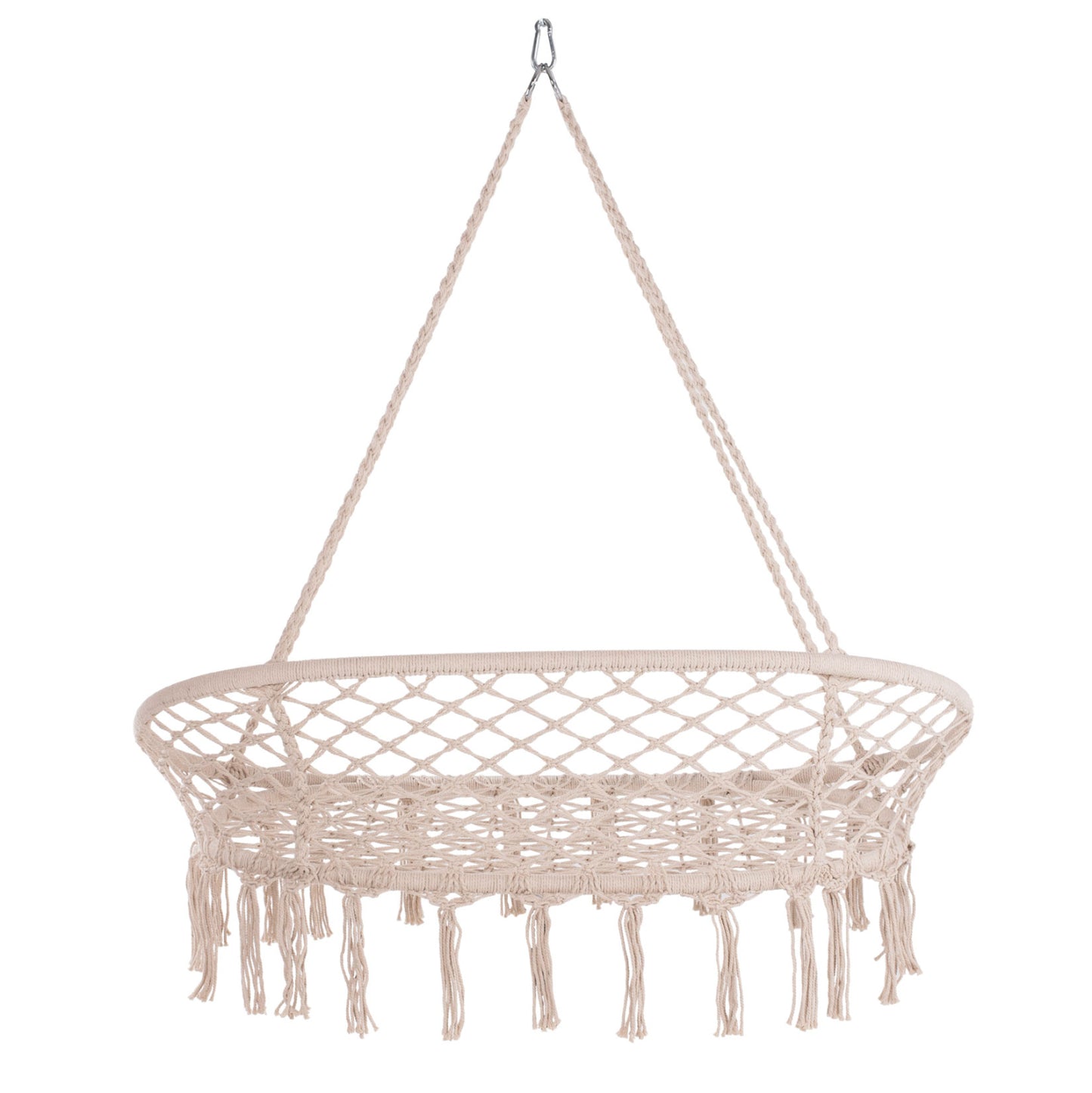 Hanging Nest Hm5769 2-seater Macrame Rope In Beige Color 130x67x120-140hcm.