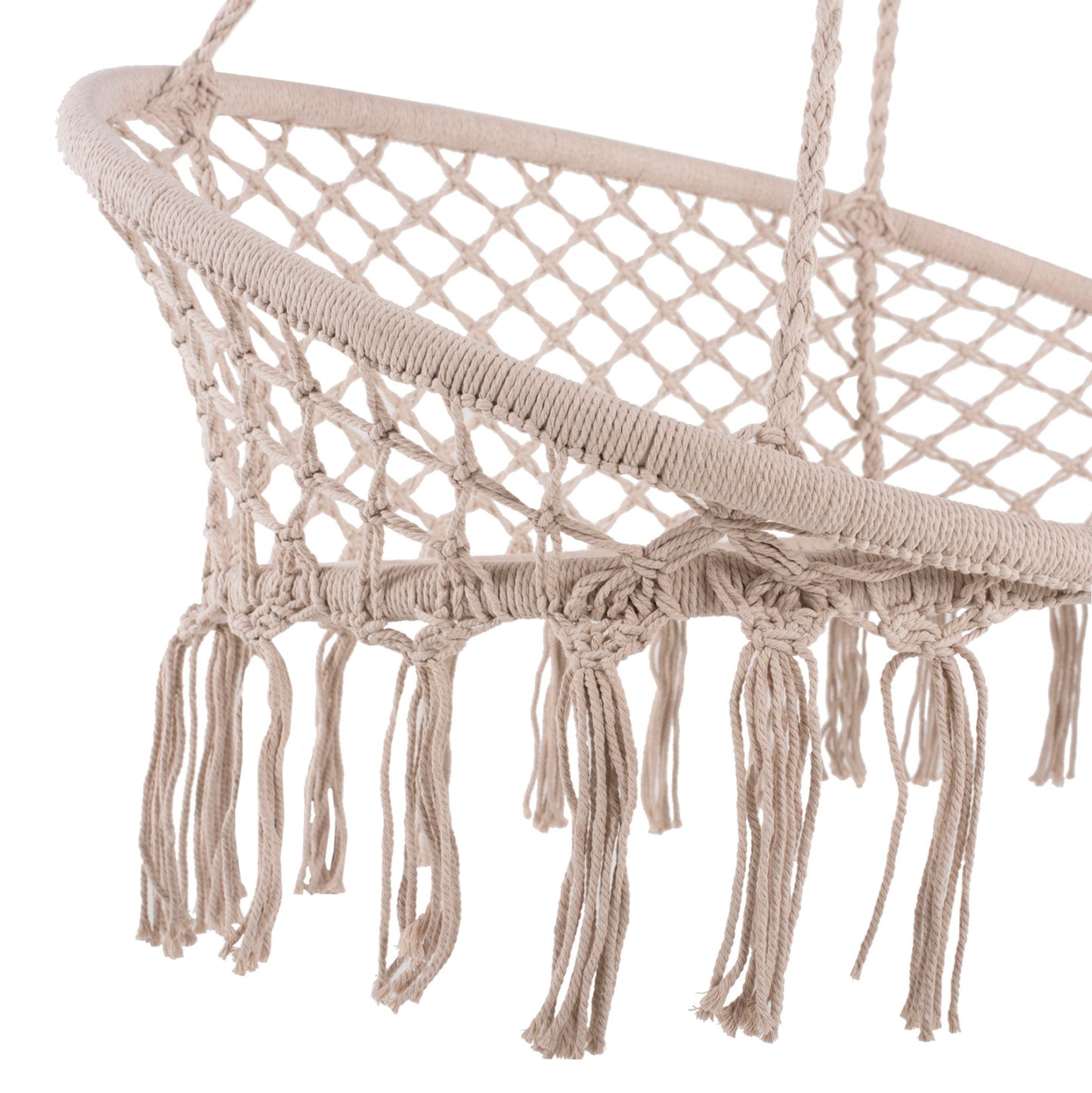 Hanging Nest Hm5769 2-seater Macrame Rope In Beige Color 130x67x120-140hcm.