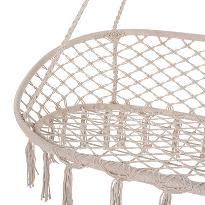 Hanging Nest Hm5769 2-seater Macrame Rope In Beige Color 130x67x120-140hcm.