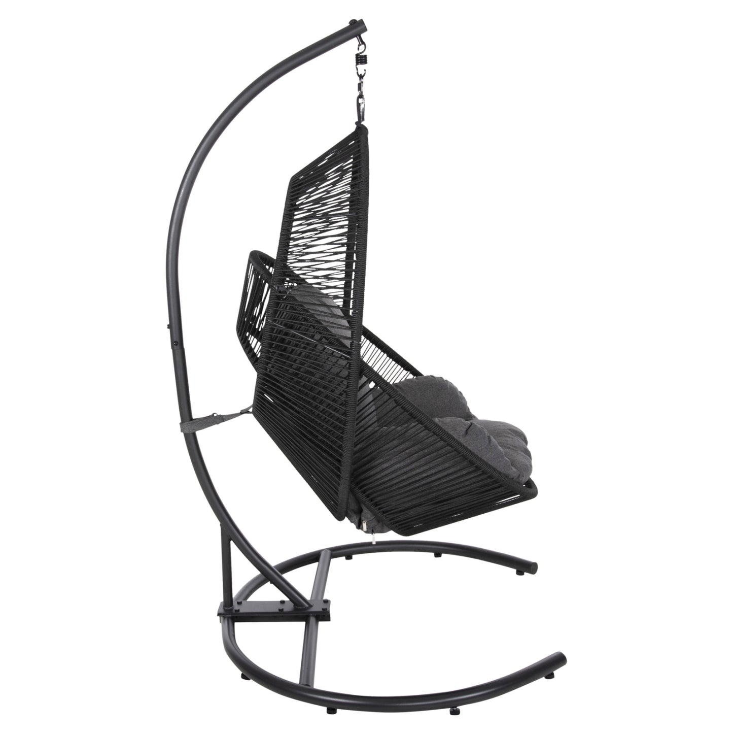Hanging Nest Ruler Hm6083 Black Metal And Synth.rattan-grey Cushions 120x110x190hcm.