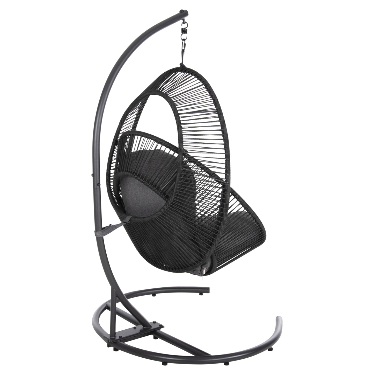 Hanging Nest Ruler Hm6083 Black Metal And Synth.rattan-grey Cushions 120x110x190hcm.