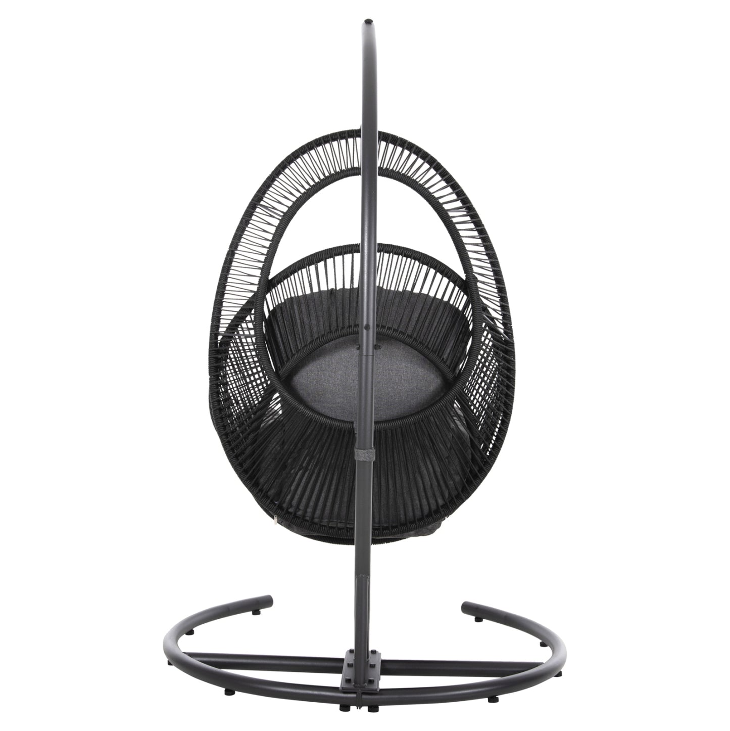 Hanging Nest Ruler Hm6083 Black Metal And Synth.rattan-grey Cushions 120x110x190hcm.