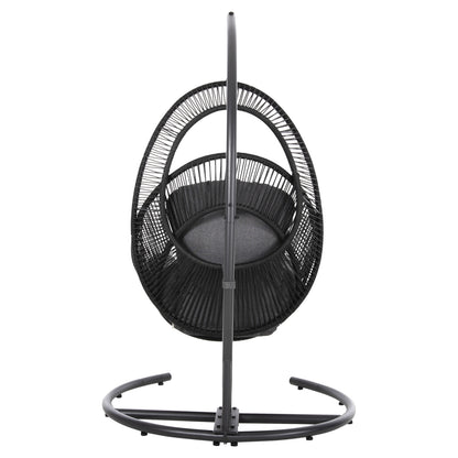 Hanging Nest Ruler Hm6083 Black Metal And Synth.rattan-grey Cushions 120x110x190hcm.