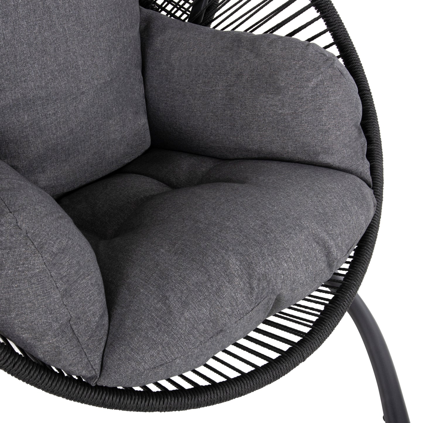 Hanging Nest Ruler Hm6083 Black Metal And Synth.rattan-grey Cushions 120x110x190hcm.