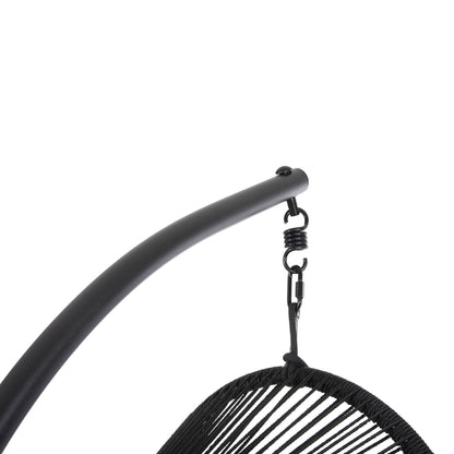 Hanging Nest Ruler Hm6083 Black Metal And Synth.rattan-grey Cushions 120x110x190hcm.