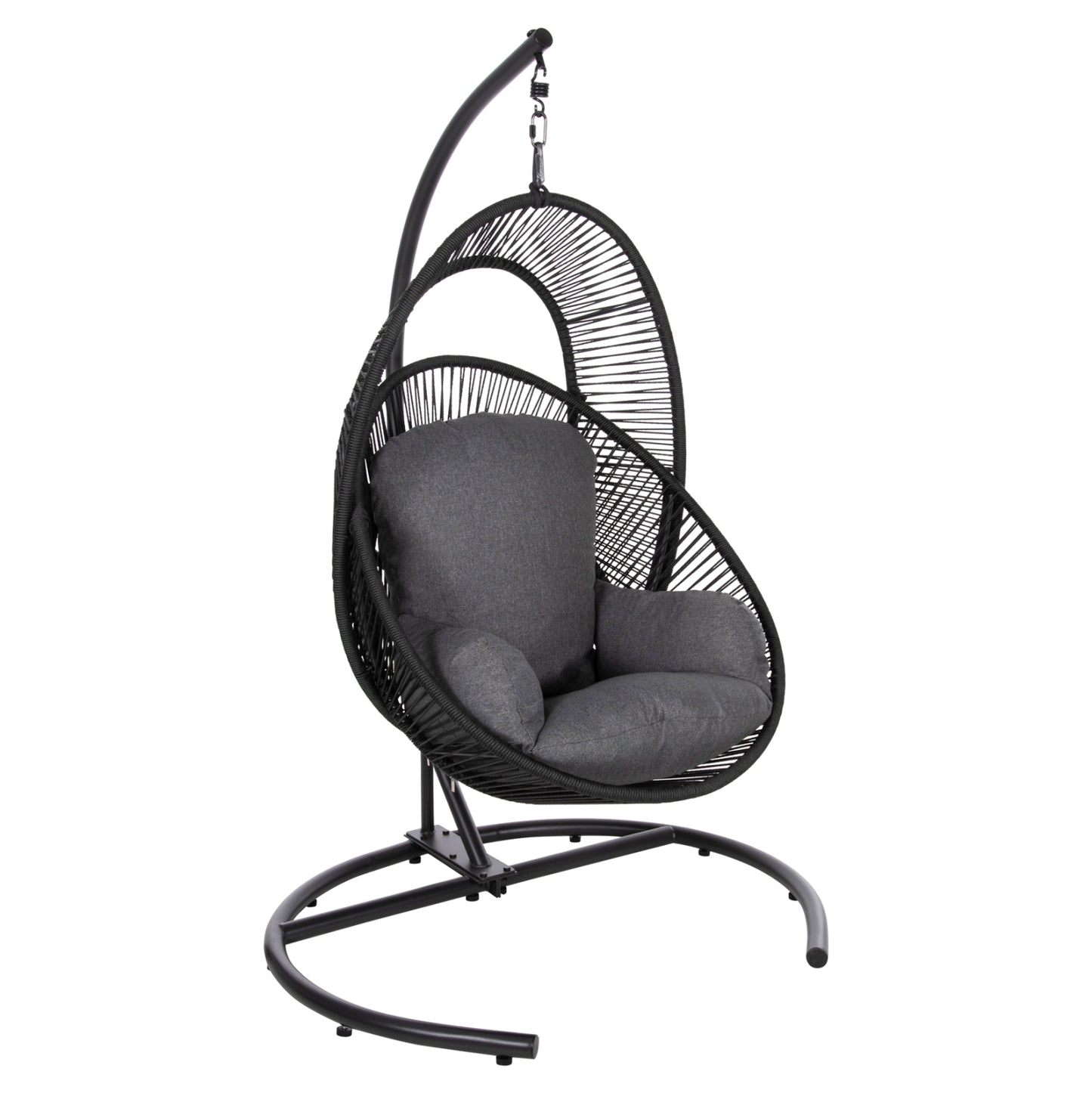 Hanging Nest Ruler Hm6083 Black Metal And Synth.rattan-grey Cushions 120x110x190hcm.