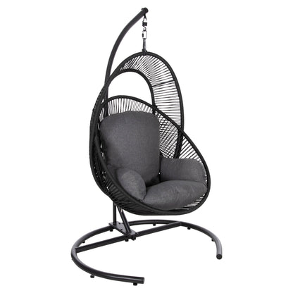 Hanging Nest Ruler Hm6083 Black Metal And Synth.rattan-grey Cushions 120x110x190hcm.