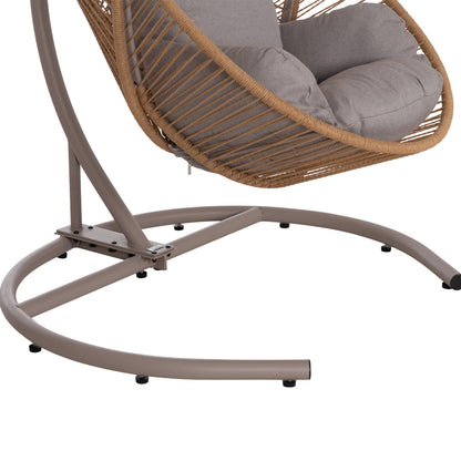 Hanging Nest Ruler Hm6083.02 Metal In Cappuccino-synth.rattan In Natural-grey Cushions 120x110x190hcm.