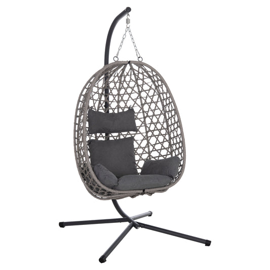 Hanging Nest Nesta Hm6468.01 Grey Metal (steel) & P.e.rattan 100x100x190hcm.