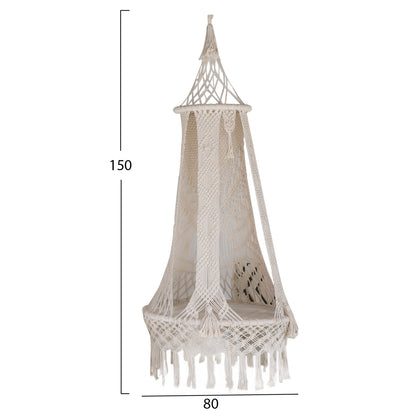 Hammock ΗΜ9345 Ecru Rope Macrame Φ80x150Η