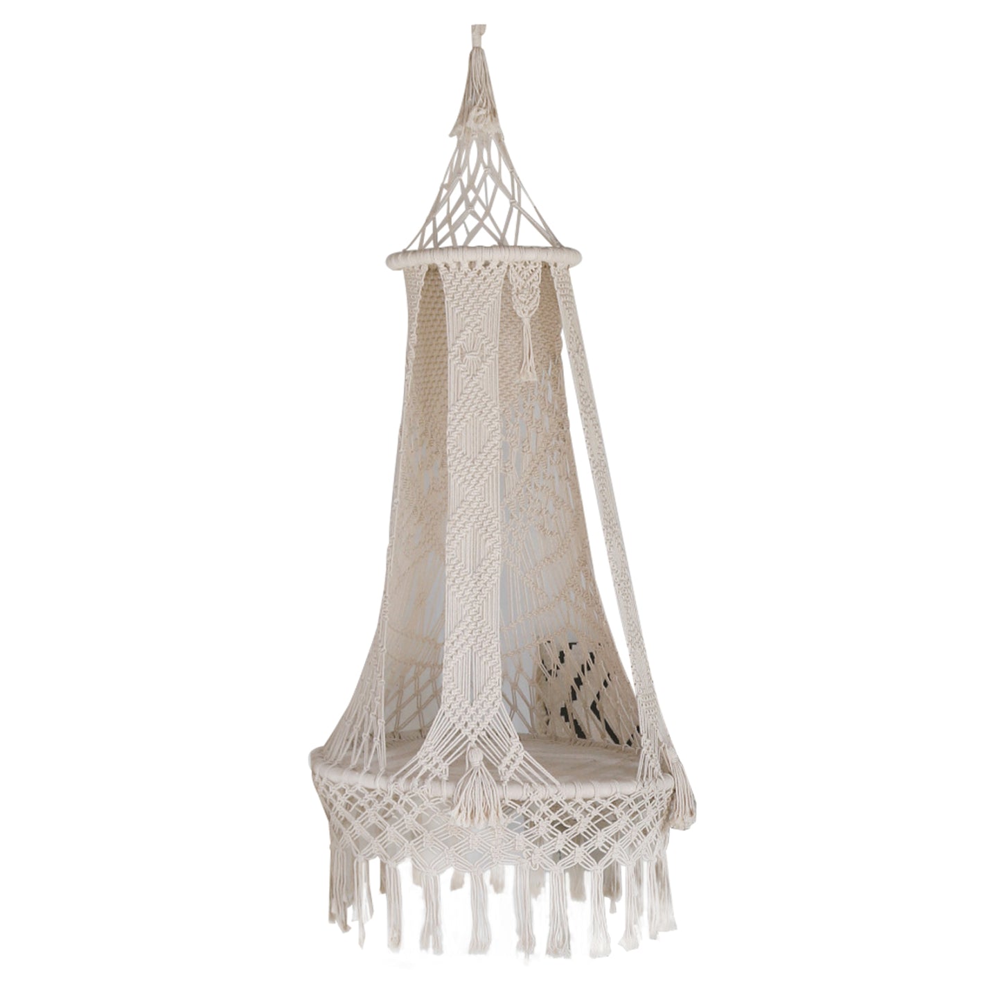 Hammock ΗΜ9345 Ecru Rope Macrame Φ80x150Η