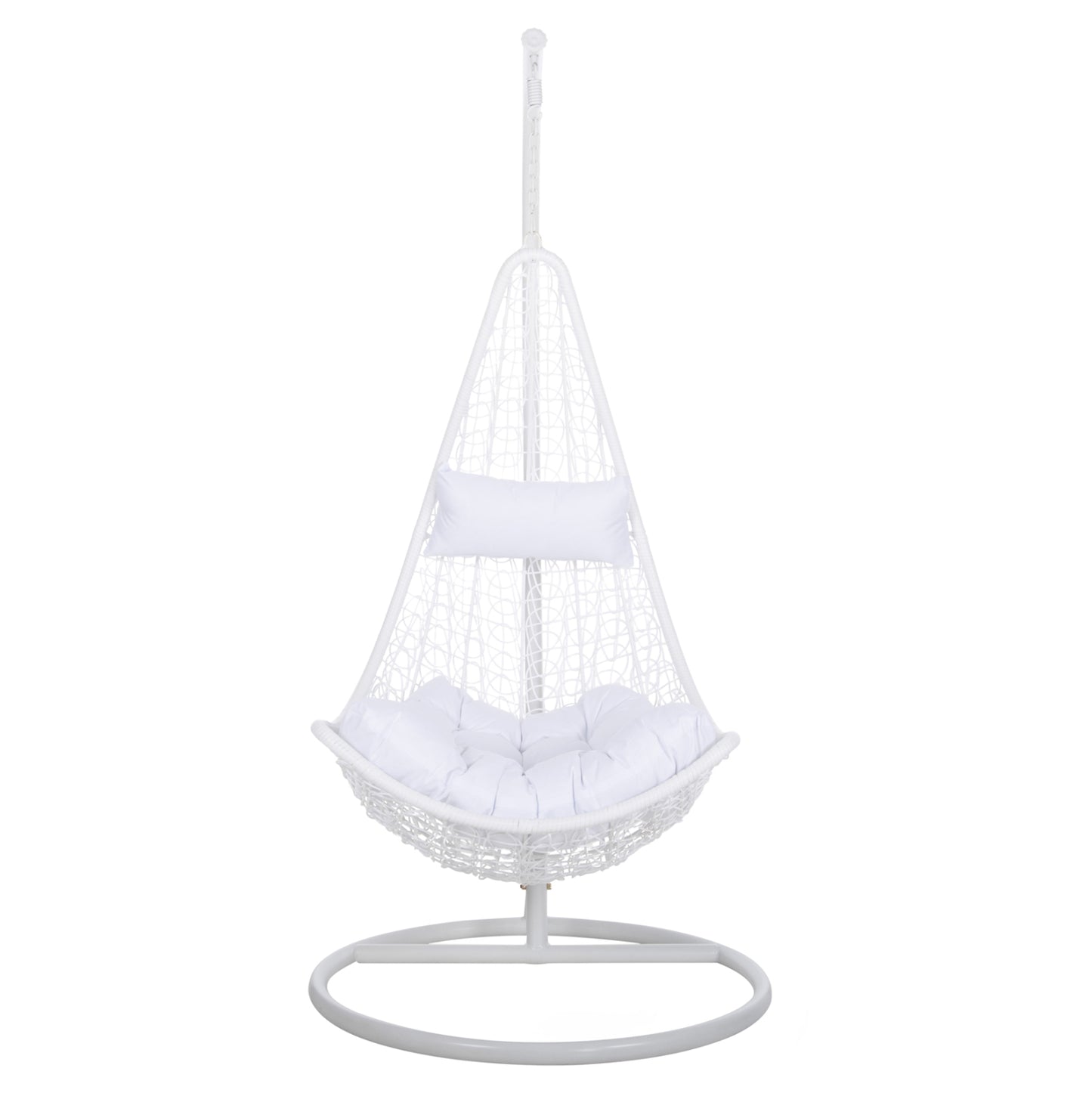 Hanging Nest Millie Hm5996.03 Metal-synthetic Rattan & Cushions In White Φ95x195hcm.