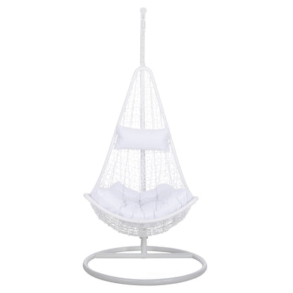 Hanging Nest Millie Hm5996.03 Metal-synthetic Rattan & Cushions In White Φ95x195hcm.