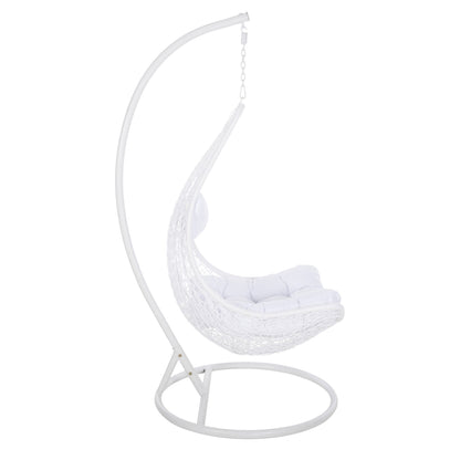 Hanging Nest Millie Hm5996.03 Metal-synthetic Rattan & Cushions In White Φ95x195hcm.