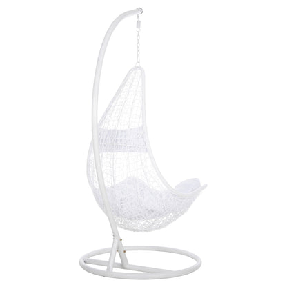 Hanging Nest Millie Hm5996.03 Metal-synthetic Rattan & Cushions In White Φ95x195hcm.