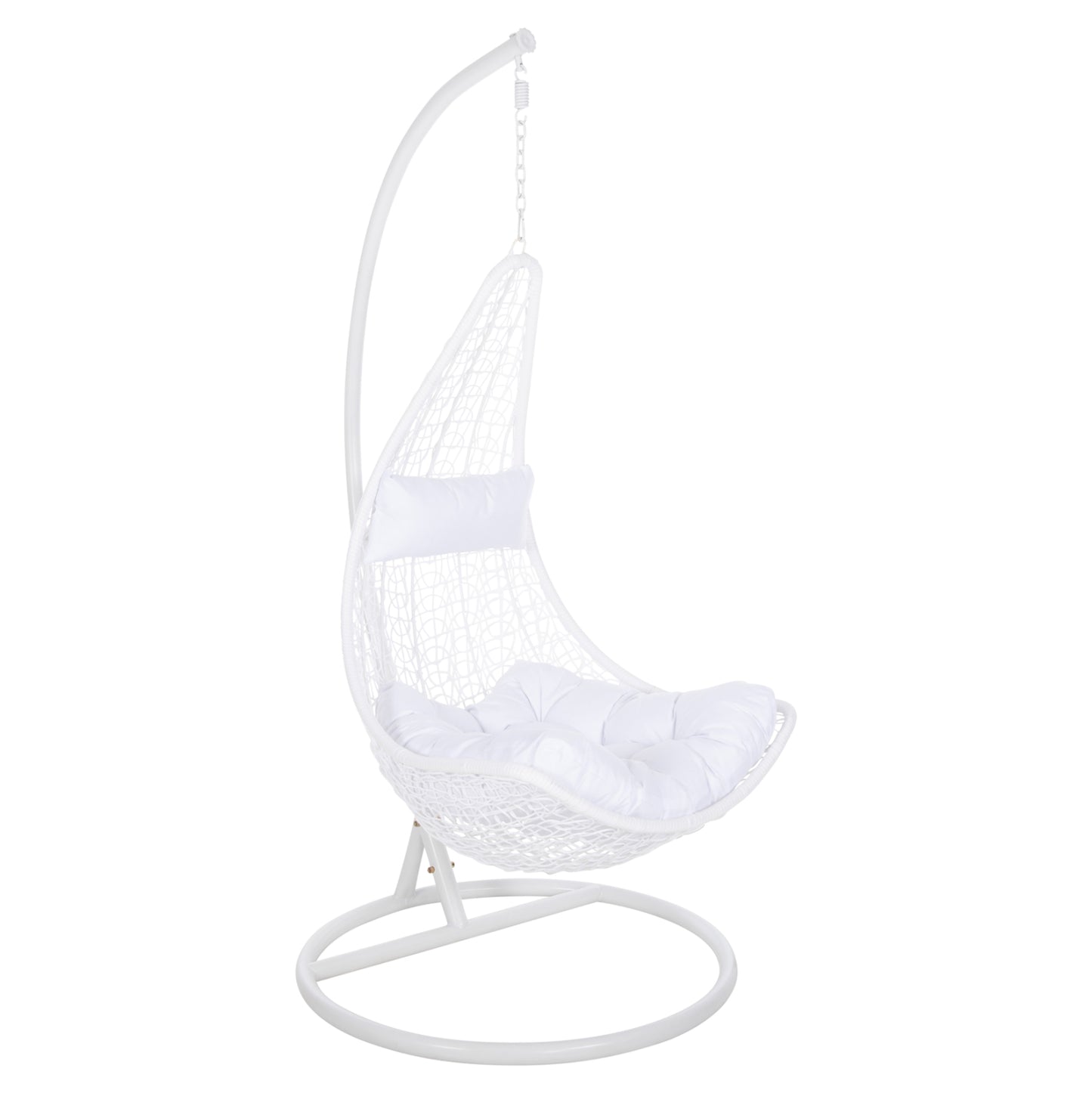 Hanging Nest Millie Hm5996.03 Metal-synthetic Rattan & Cushions In White Φ95x195hcm.