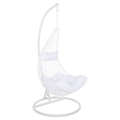 Hanging Nest Millie Hm5996.03 Metal-synthetic Rattan & Cushions In White Φ95x195hcm.