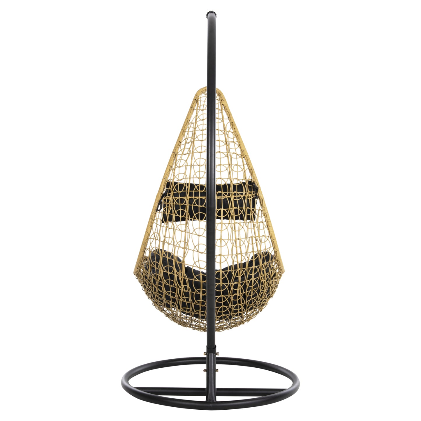 Hanging Nest Millie Hm5996.04 Metal Black-synthetic Rattan In Beige Φ95x195hcm.