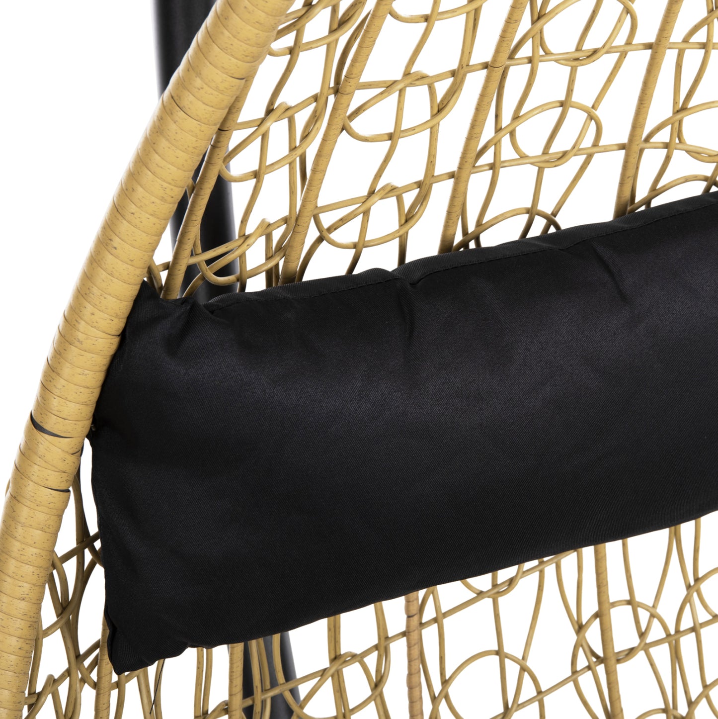 Hanging Nest Millie Hm5996.04 Metal Black-synthetic Rattan In Beige Φ95x195hcm.