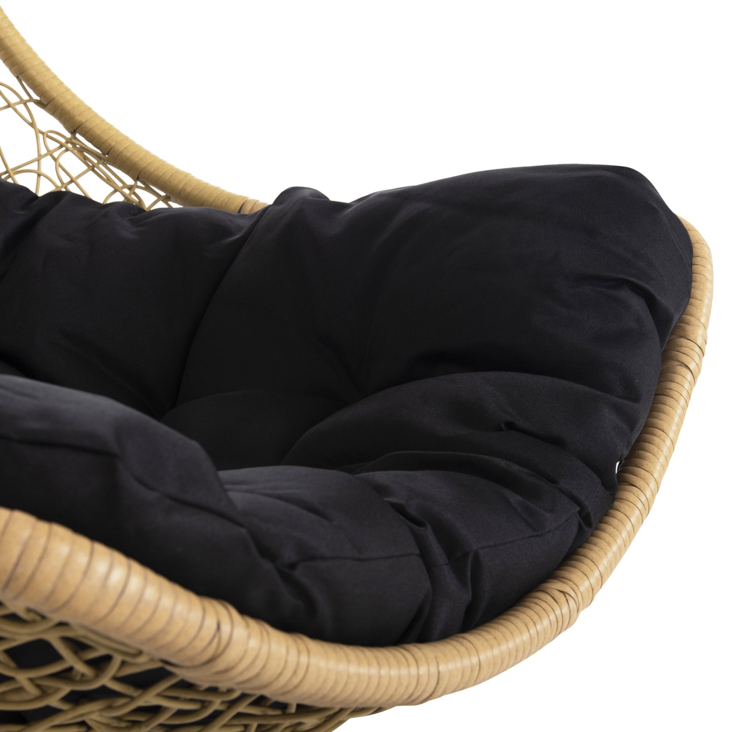 Hanging Nest Millie Hm5996.04 Metal Black-synthetic Rattan In Beige Φ95x195hcm.