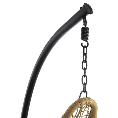 Hanging Nest Millie Hm5996.04 Metal Black-synthetic Rattan In Beige Φ95x195hcm.