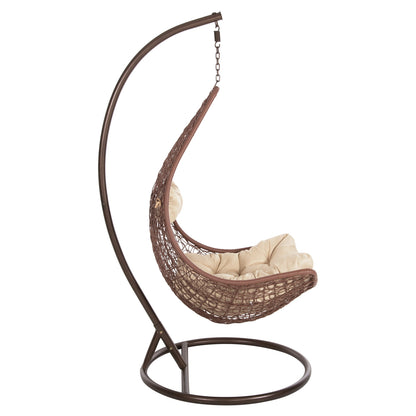 Hanging Nest Millie Hm5996.05 Metal In Brown-synthetic Rattan In Brown Φ95x195hcm.