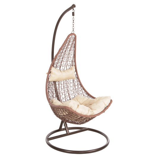Hanging Nest Millie Hm5996.05 Metal In Brown-synthetic Rattan In Brown Φ95x195hcm.