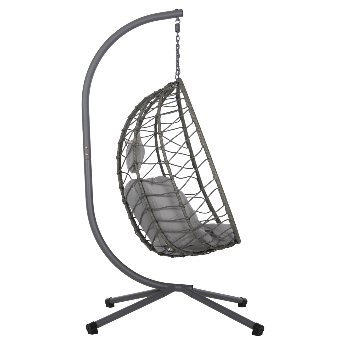 Hanging Nest Millie Hm5997.10 Metal Base-synthetic Rattan And Cushions In Grey 90x75x190hcm.