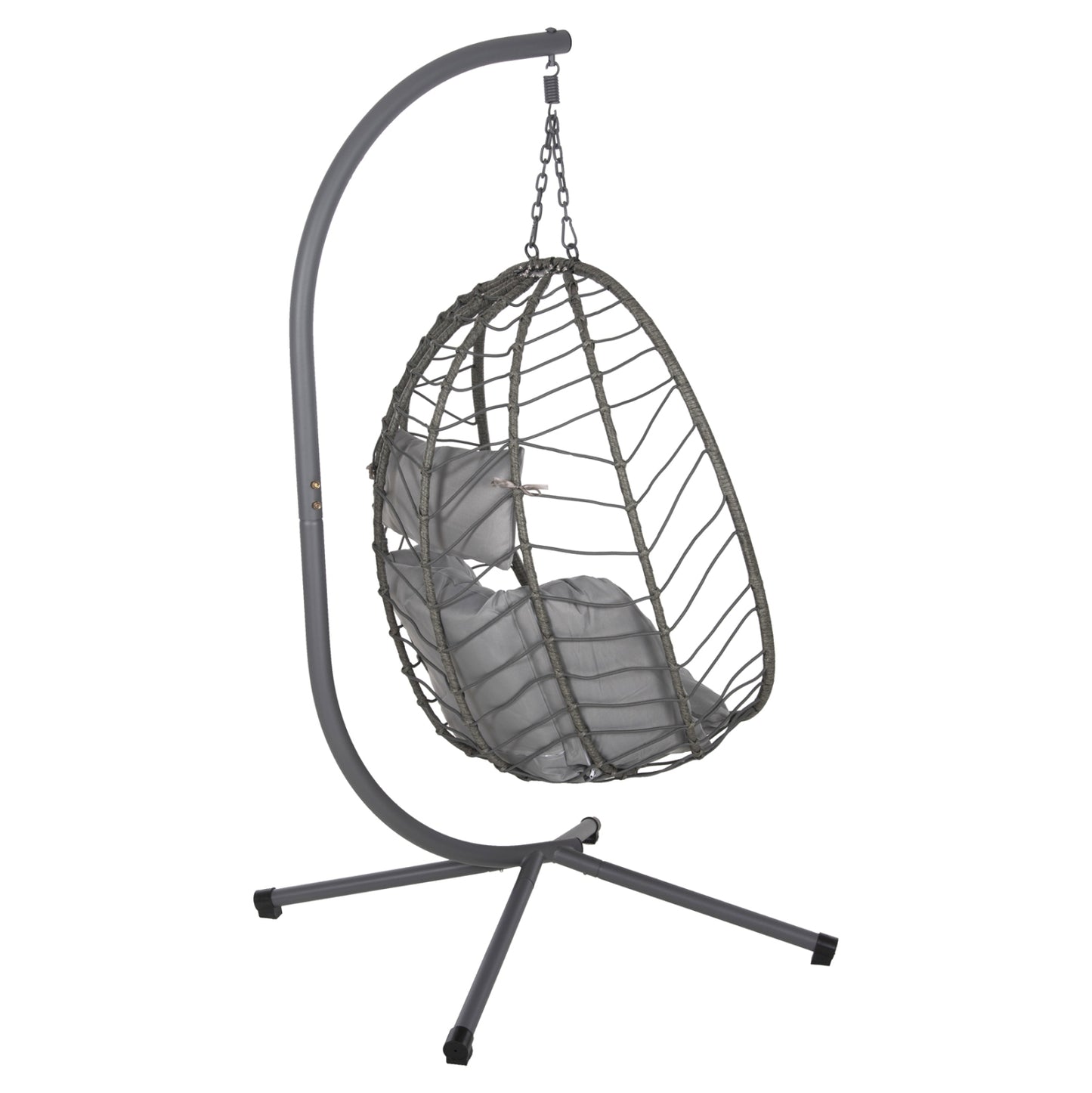 Hanging Nest Millie Hm5997.10 Metal Base-synthetic Rattan And Cushions In Grey 90x75x190hcm.